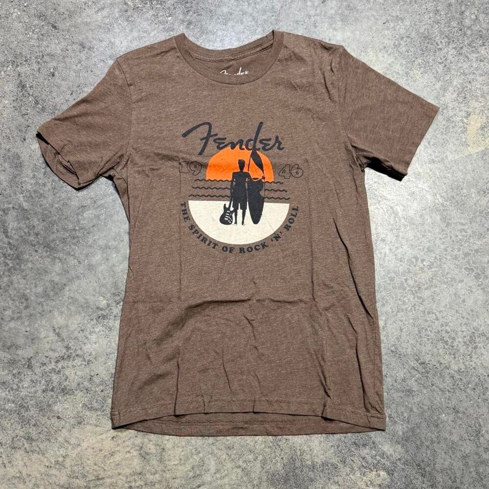 Fender Men's Brown‎ and Grey T-shirt